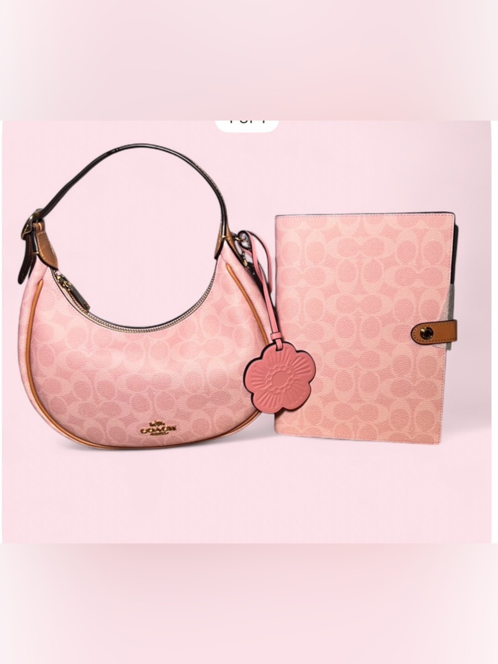 Coach Powder Pink Emily with Charms,  Extender Strap and Bonus Matching Notebook